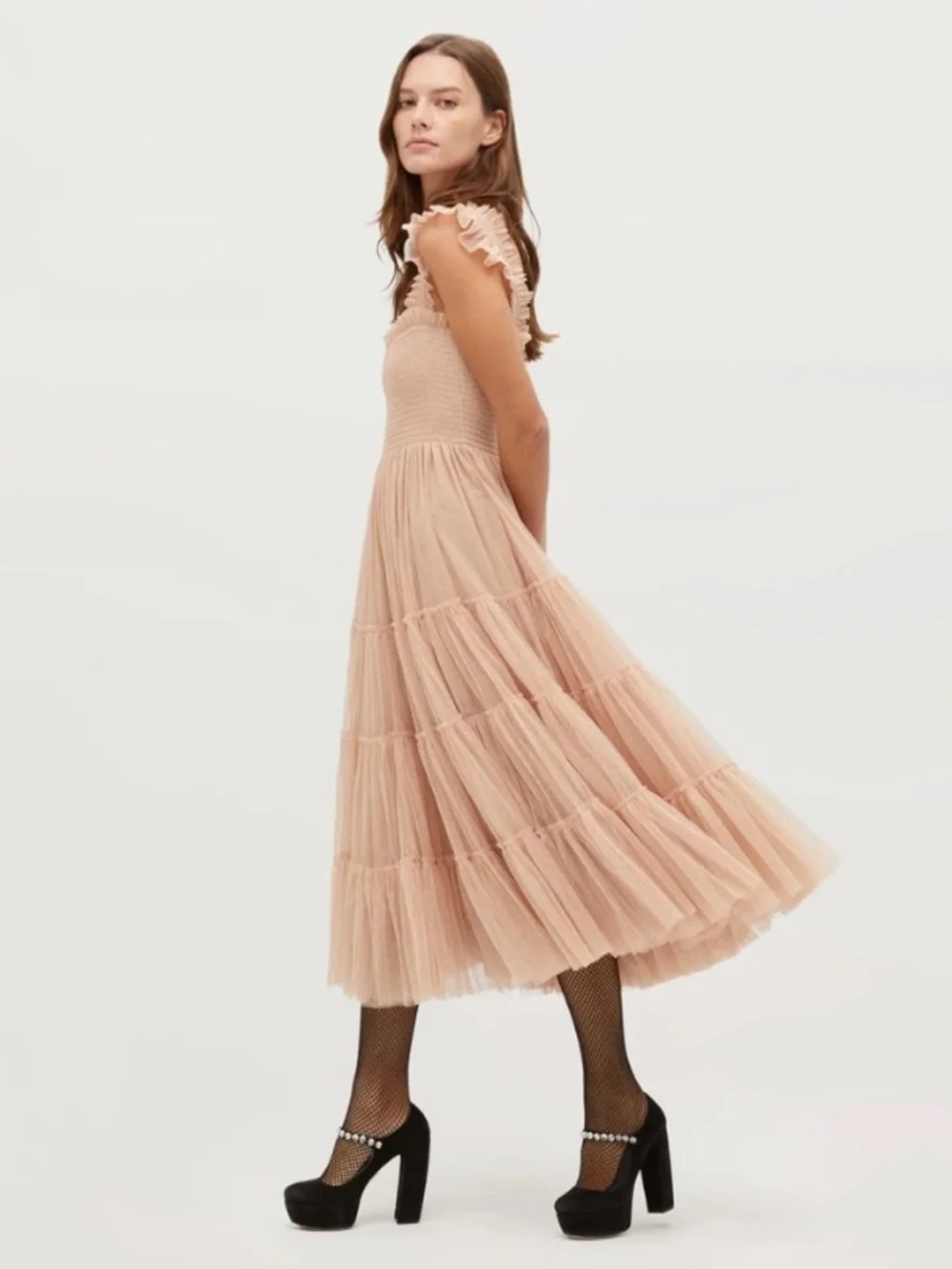 NWT Hill House Collector’s Edition Ellie Nap Midi Maxi Dress Blush Glitter Tulle - Picture 3 of 16
